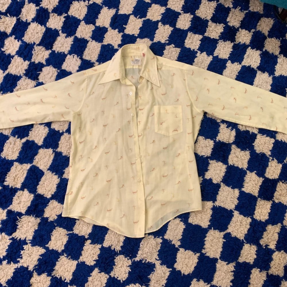 Vintage Button Down Shirt Size S Skier Design